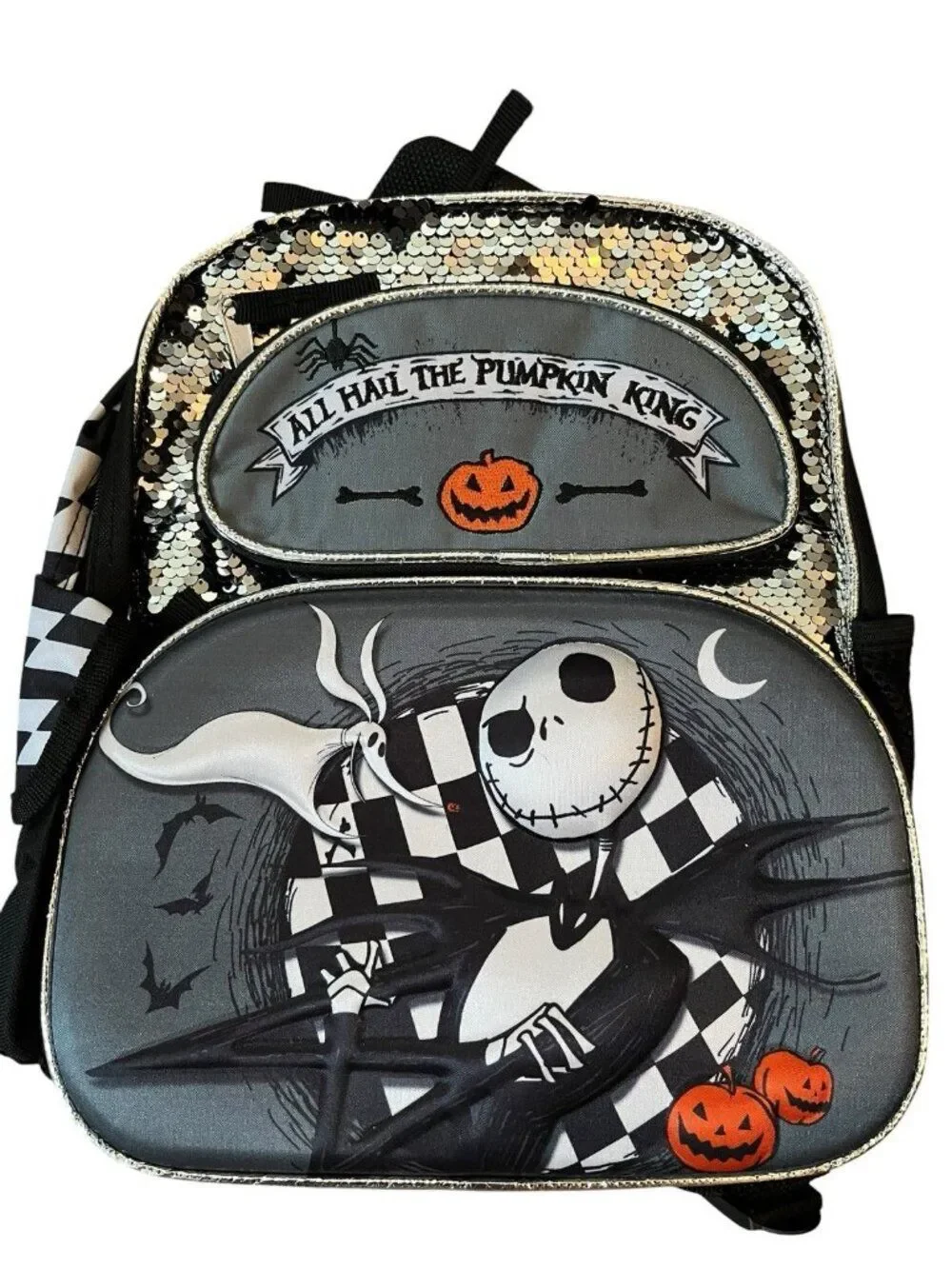 Disney Nightmare Before Christmas All Hail The Pumpkin King Backpack Sequins NWT